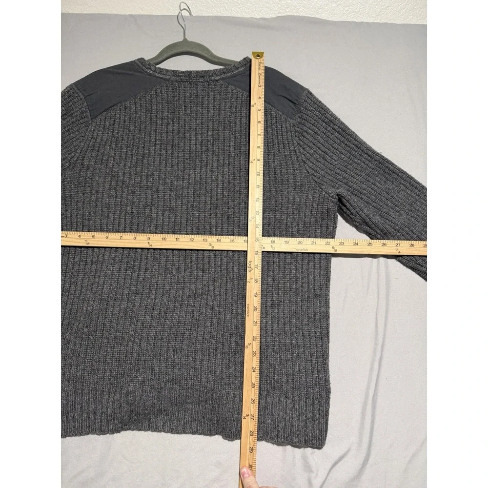 eddie bauer military style wool long sleeve sweater, grey, men's 2x